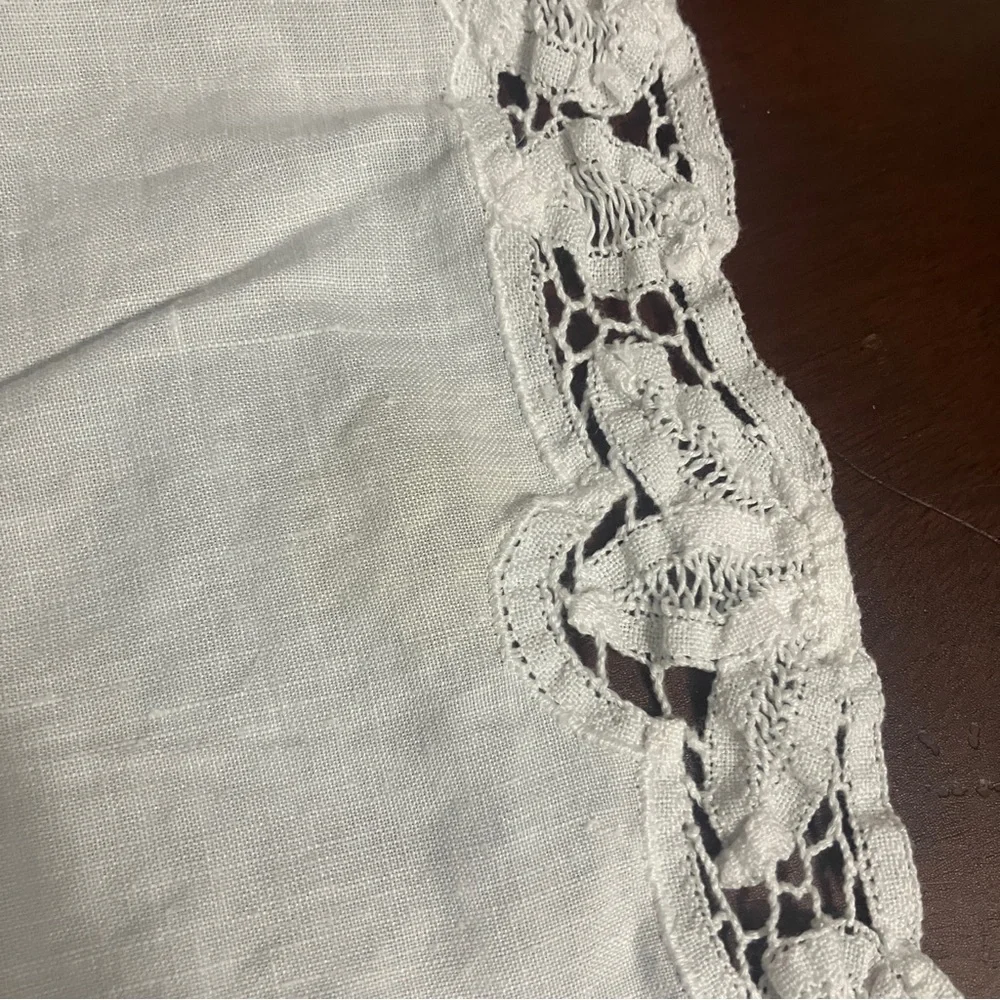 Set of 3 Vintage Cotton placemats with Battenburg Lace Edging